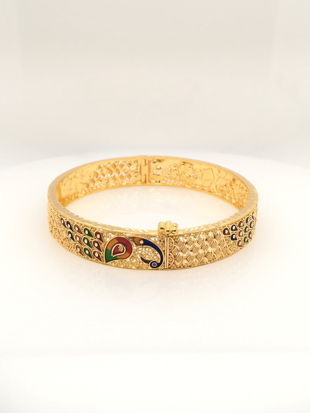 22K Yellow Gold Multi-Color Artisan Bangle Bracelet