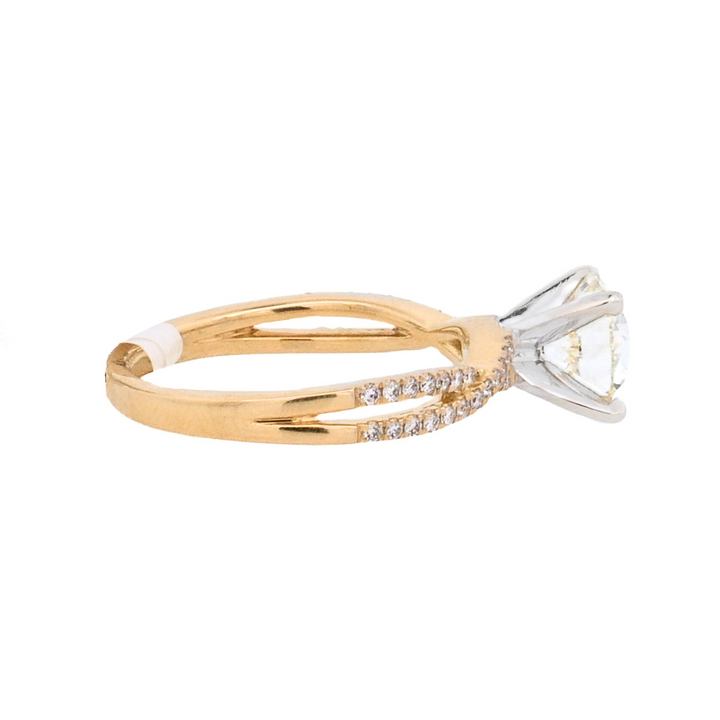 18K Two-Tone Round Diamond Twist Engagement Ring