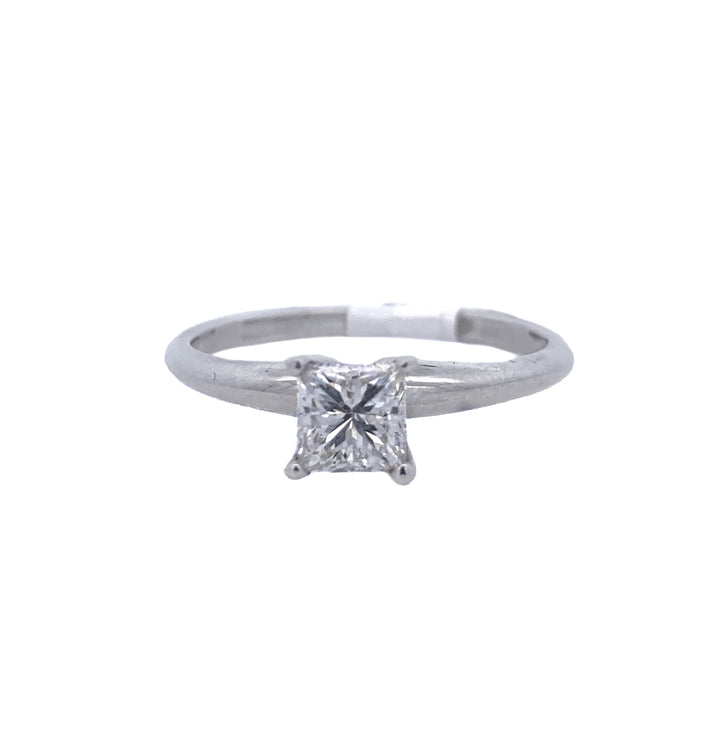 14K White Princess Diamond 0.50Ct Solitaire Engagement Ring