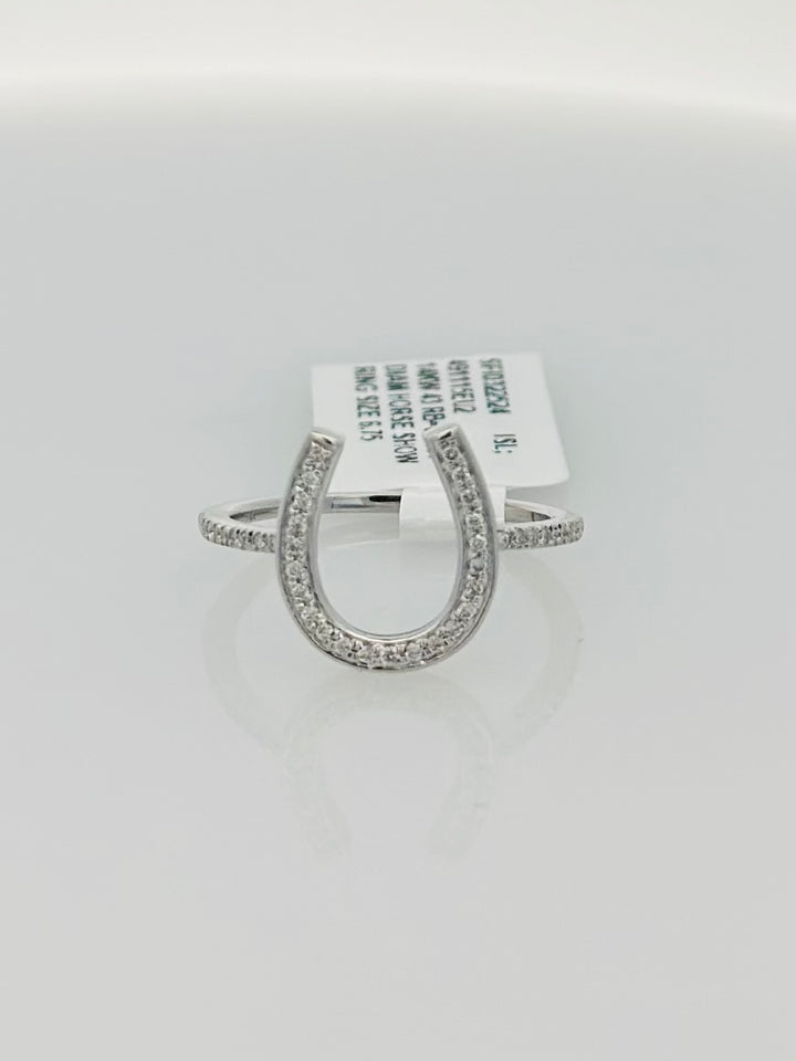 14K White Gold 0.15ct. Diamond Horse Shoe Fashion Ring