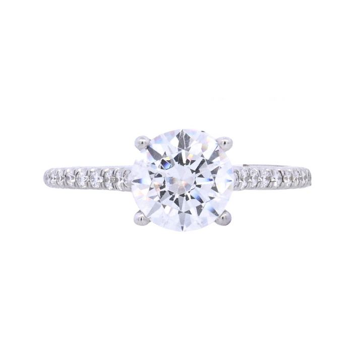 14K White Round Diamond Solitaire Engagement Ring