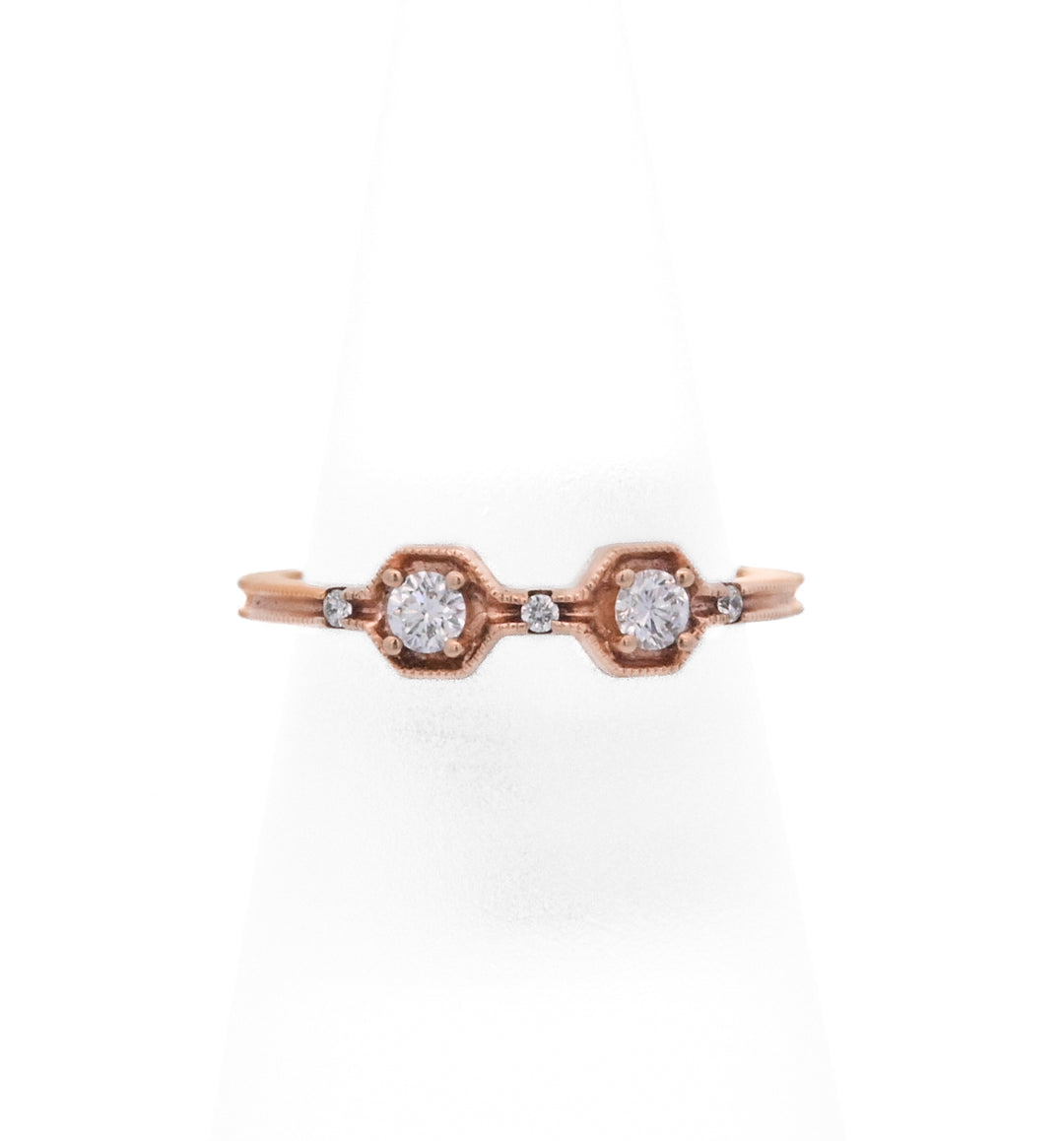 18K Rose Gold 0.19ct Diamond Geometric Fashion Ring