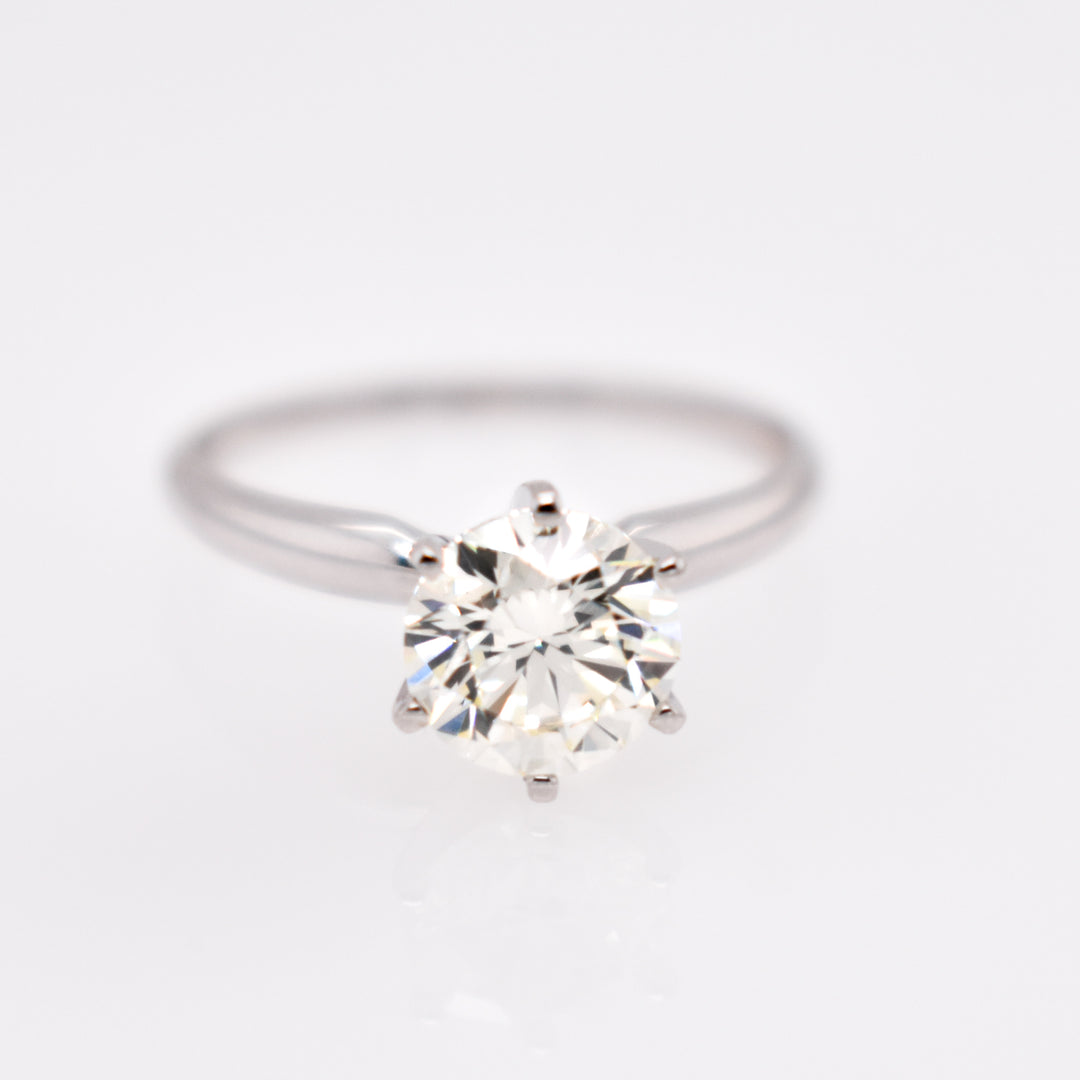 14K White Round Diamond 1.57Ct Solitaire Engagement Ring