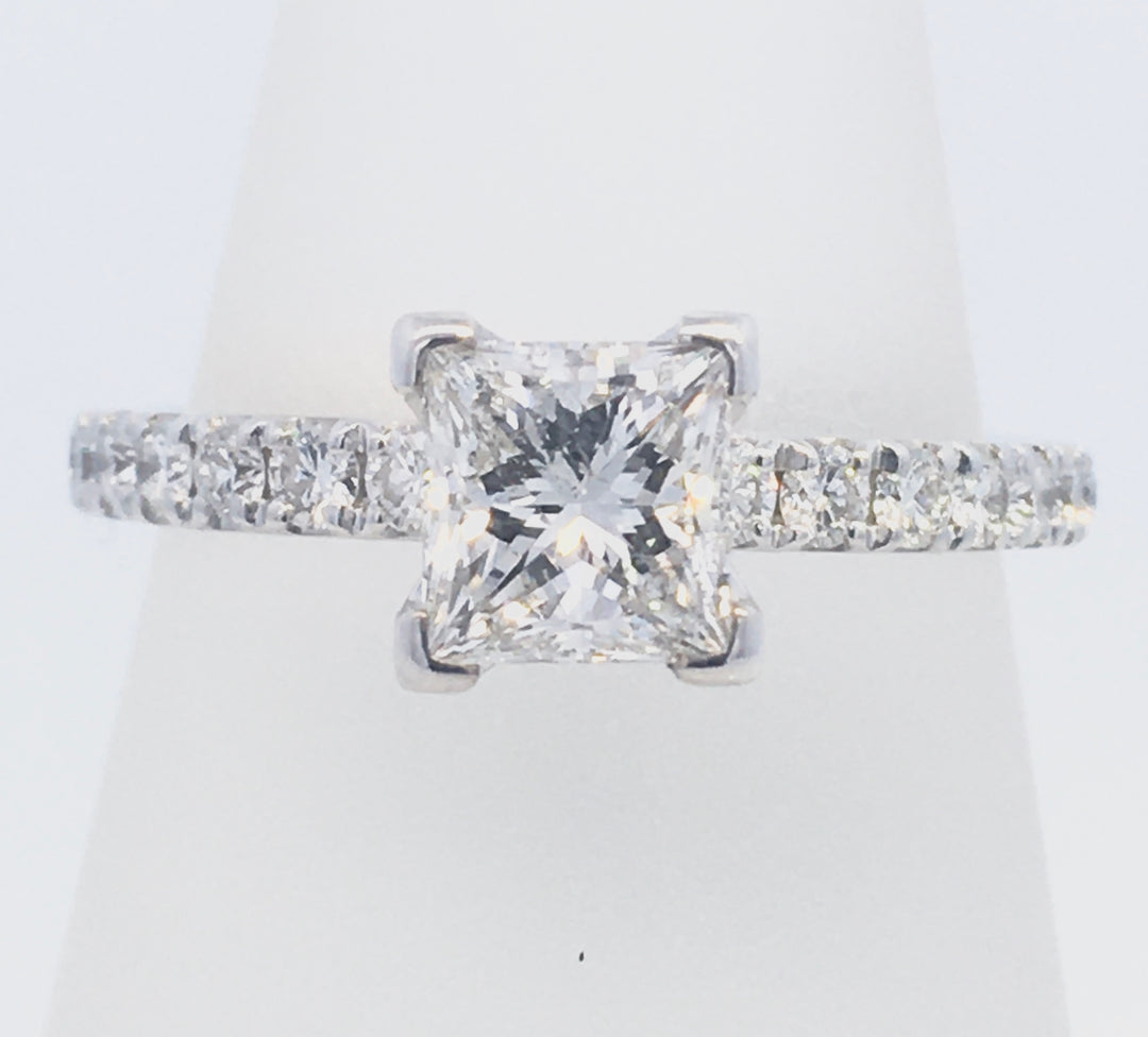 14K White Princess Diamond 0.45Ct Solitaire Engagement Ring