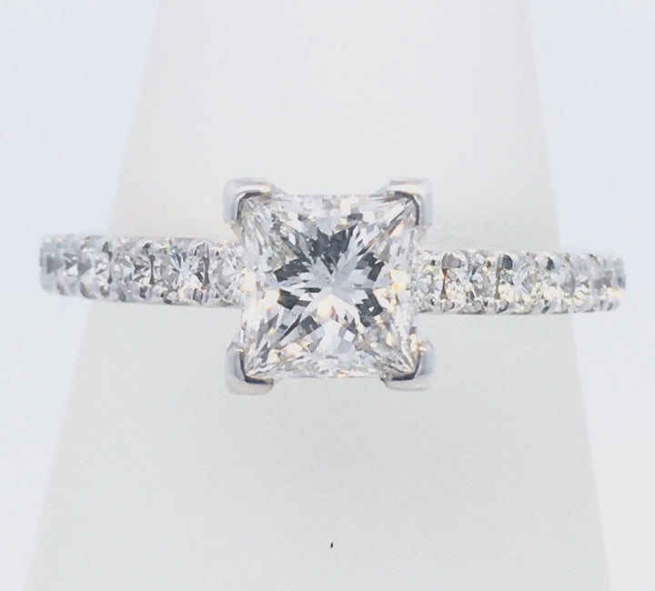 14K White Princess Diamond 0.45Ct Solitaire Engagement Ring