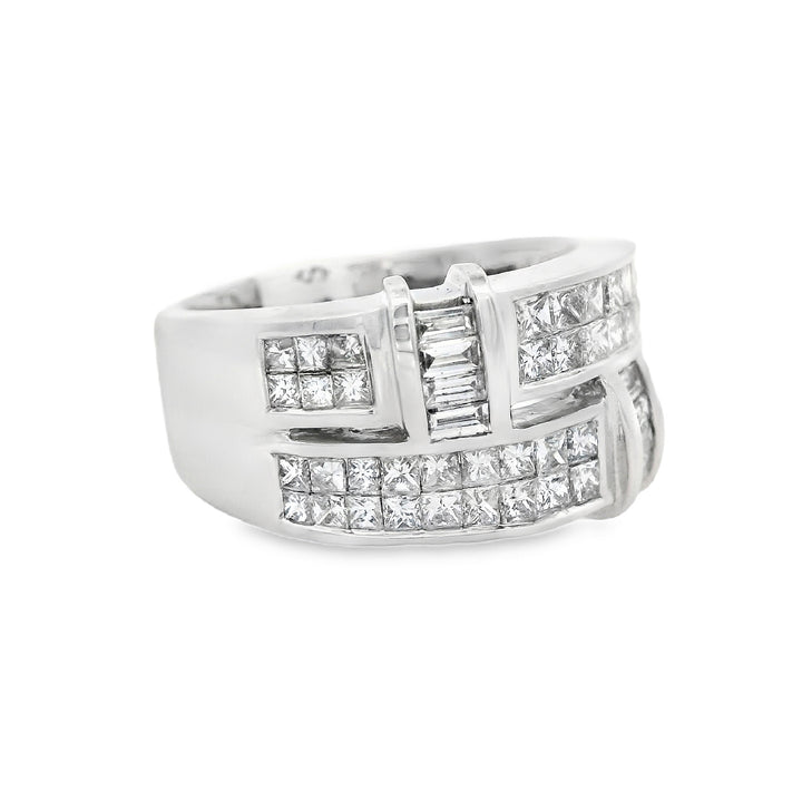 14K White Gold Multi-Diamond Fashion Ring, Size 7.25