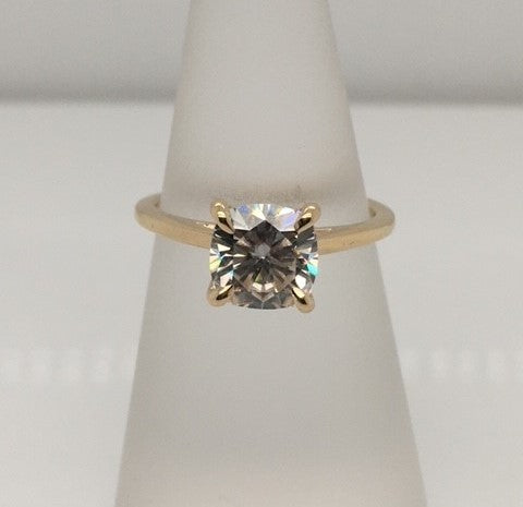 14K Yellow Gold Moissanite Solitaire Engagement Ring