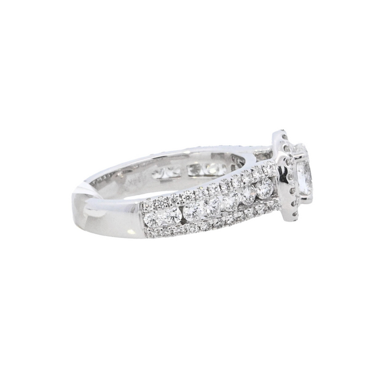 14K White Gold 0.75CT Oval Diamond Halo Engagement Ring