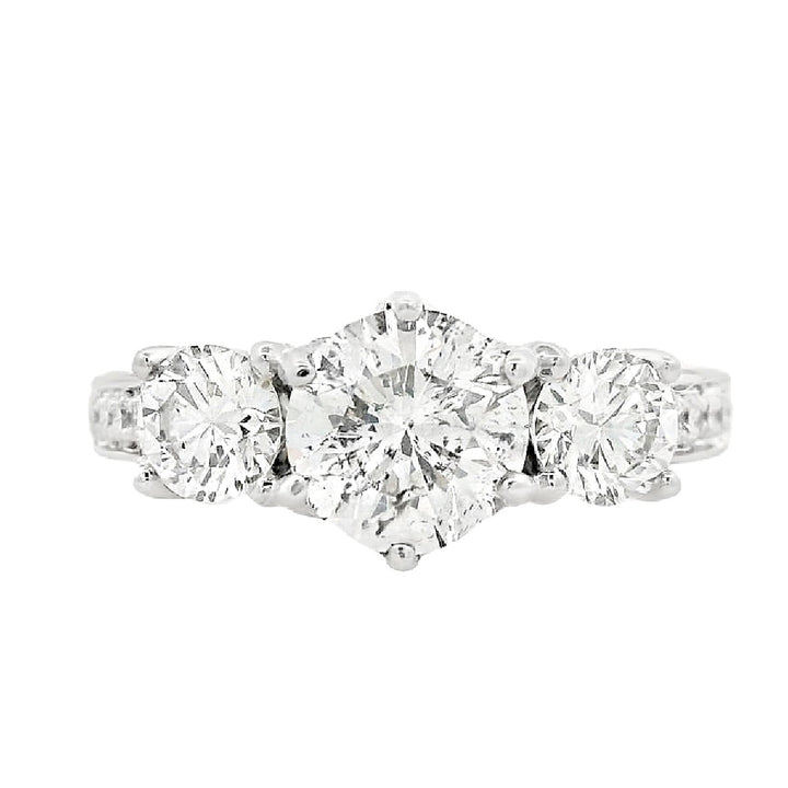 18K White Gold Round Diamond 1.21Ct Three-Stone Engagement Ring