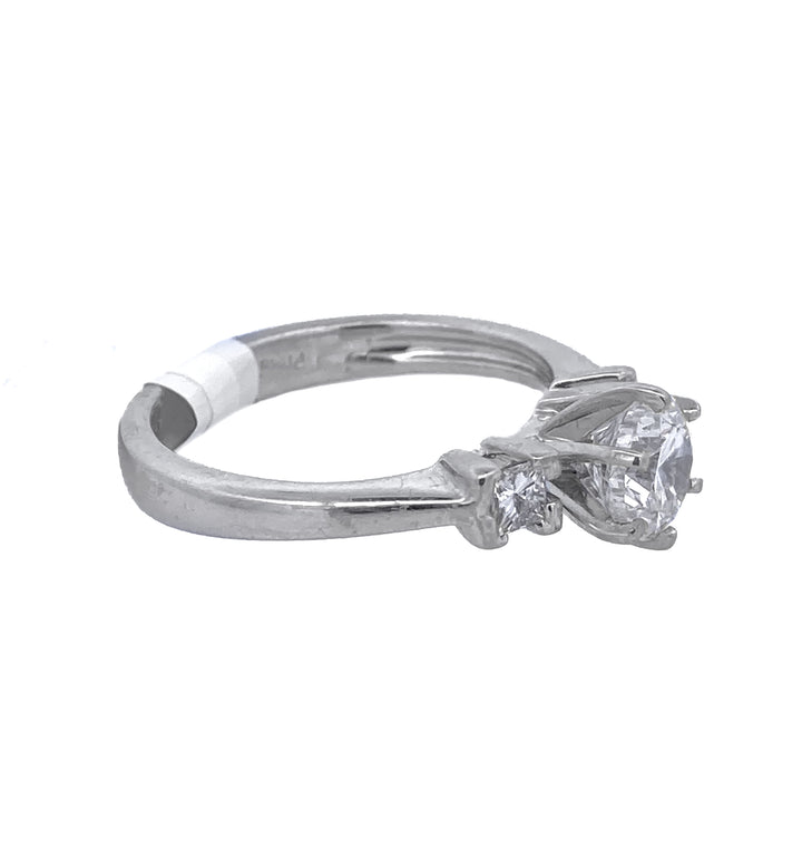 Platinum White Round Diamond 1.00Ct 3 Stone Engagement Ring