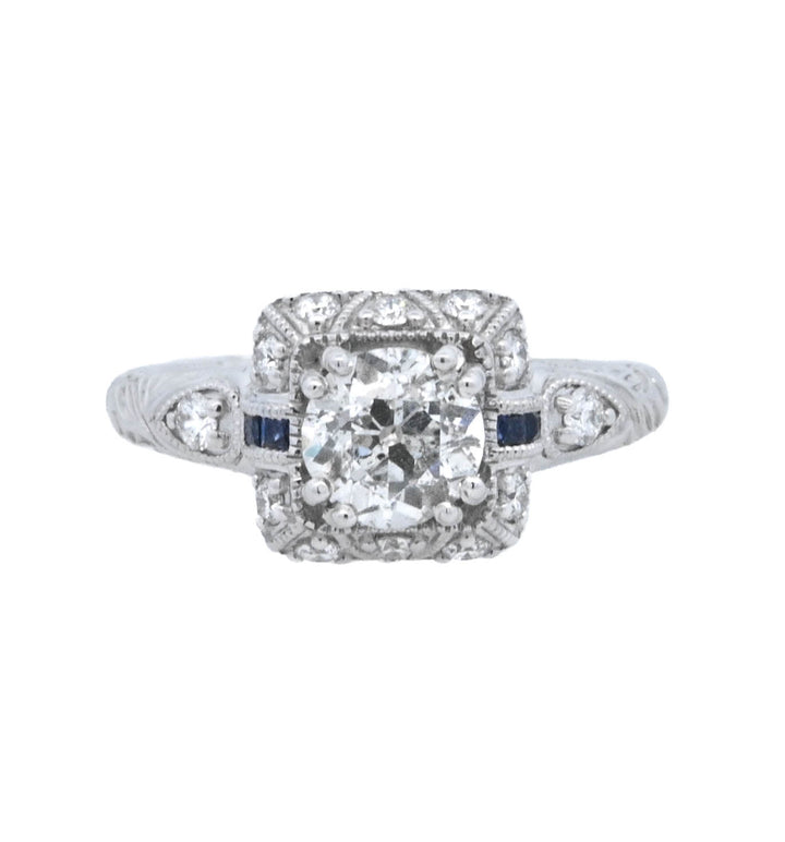 18K White Round Diamond 0.94Ct Halo Engagement Ring