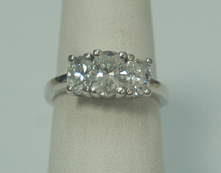 Platinum Oval Diamond 1.00Ct 3 Stone Engagement Ring