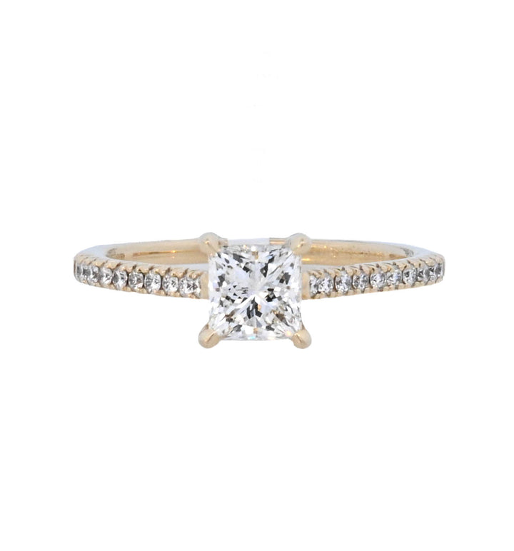 14K Yellow Princess Diamond 0.75Ct Solitaire Engagement Ring