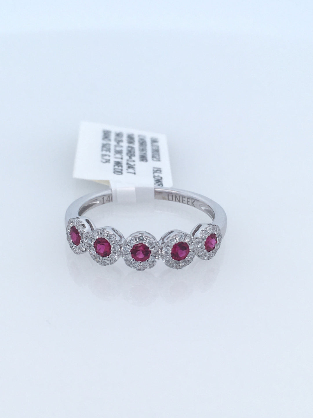 14K White Gold Ruby Diamond Anniversary Wedding Band