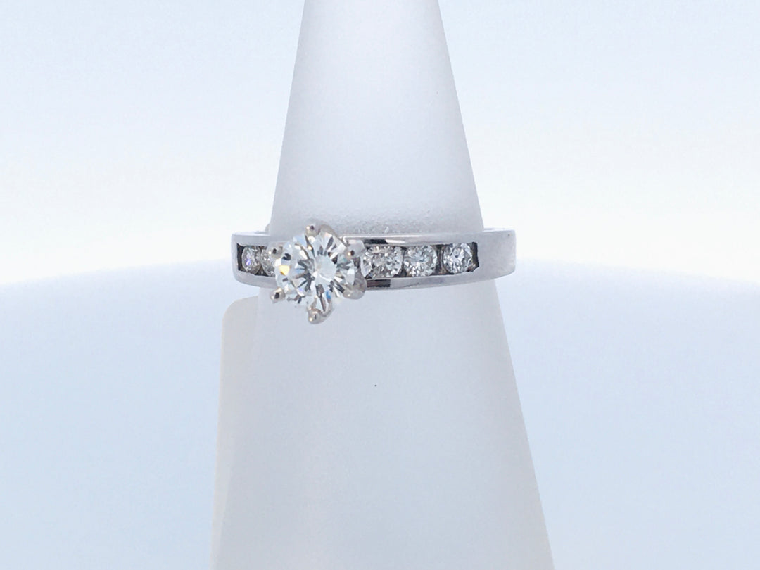 14K White Round Diamond 0.47Ct Solitaire Engagement Ring