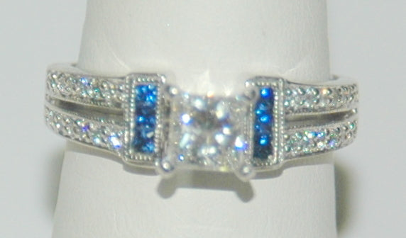 14K White Gold Princess Diamond Vintage Engagement Ring
