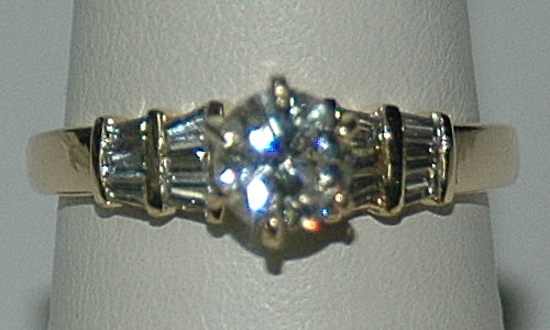 14K Yellow Gold 1.02Ct Round Diamond Engagement Ring