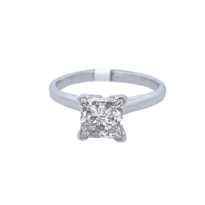 14K White Gold 1.07CT Princess Diamond Solitaire Ring