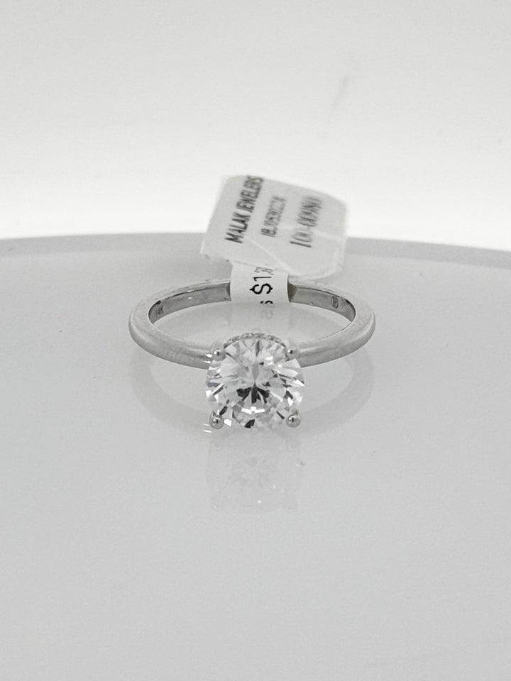 14K White Round Diamond Solitaire Engagement Ring