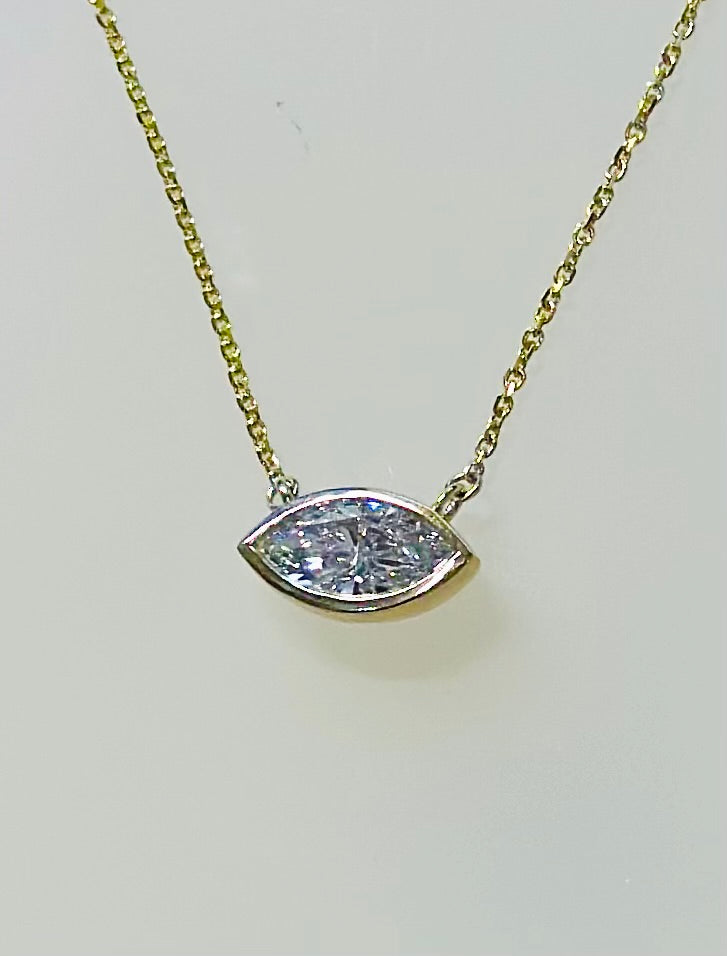14K Yellow Gold Lab Grown Diamond Pendant Necklace