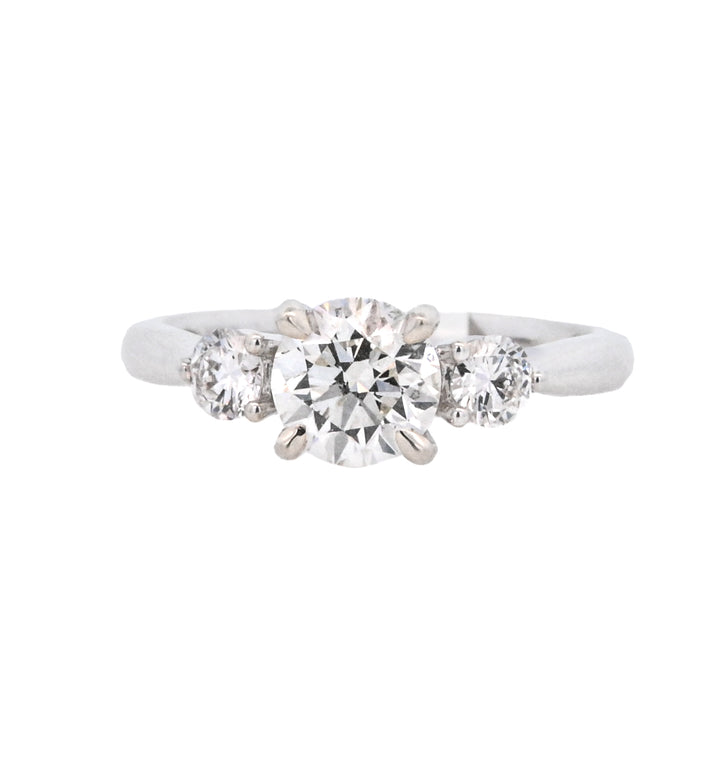 14K White Round Diamond 1.00Ct 3 Stone Engagement Ring