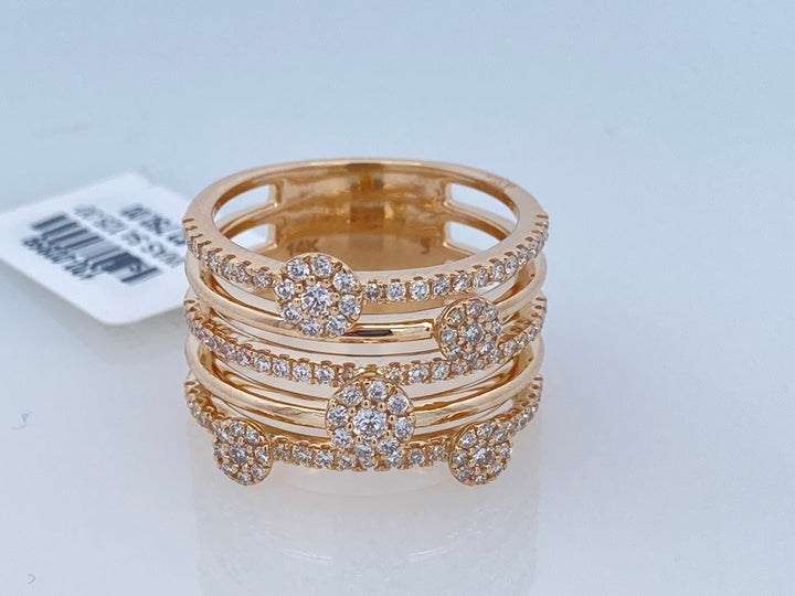 14K Yellow Gold 0.75ct. Diamond Multi- Strand Fashion Ring