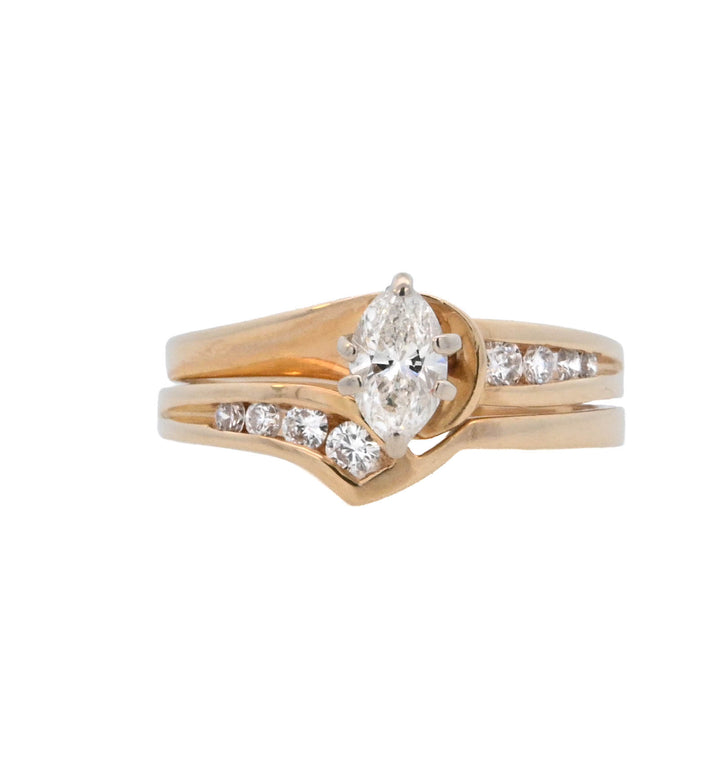 14K Yellow Gold 0.60CT Marquise Diamond Solitaire Ring