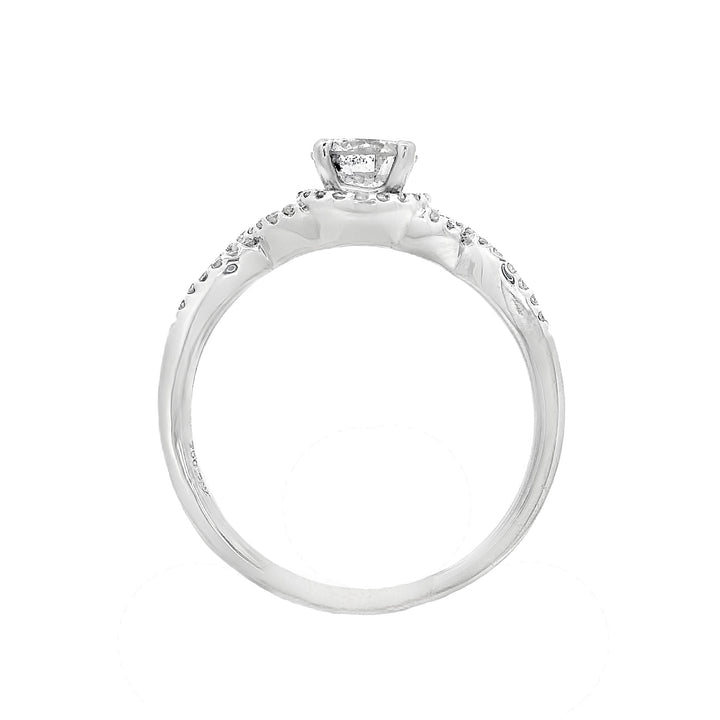 18K White Round Diamond 0.56Ct Halo Engagement Ring