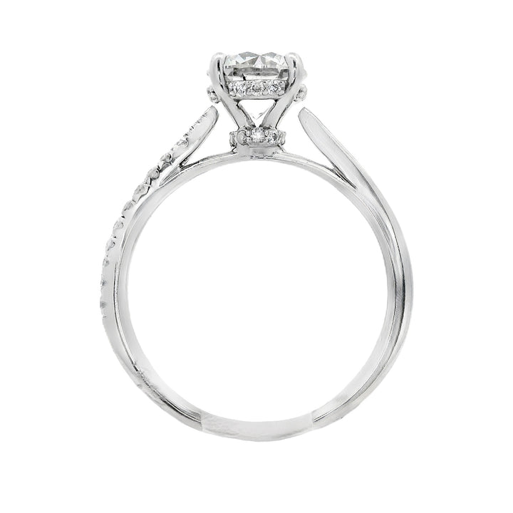 14K White Round Diamond 1.08Ct Solitaire Engagement Ring