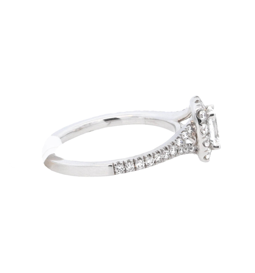 14K White Gold 0.44Ct Cushion Diamond Halo Engagement Ring