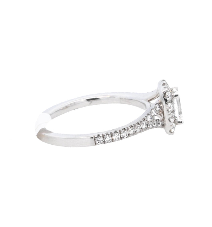 14K White Gold 0.44Ct Cushion Diamond Halo Engagement Ring