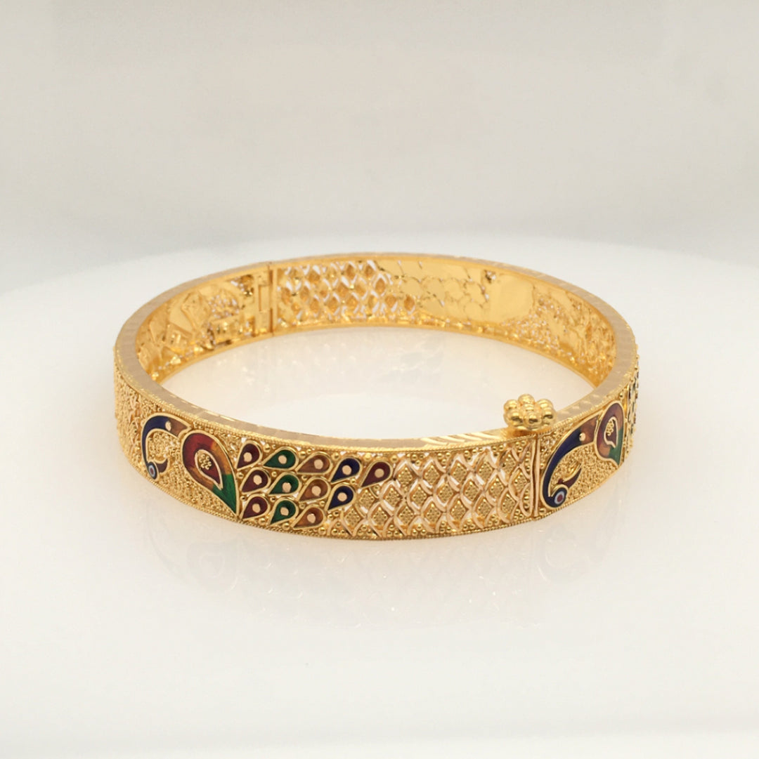 22K Yellow Gold Multi-Color Artisan Bangle Bracelet