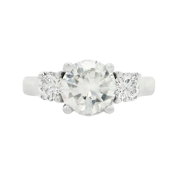 14K White Round Diamond 1.44Ct 3 Stone Engagement Ring