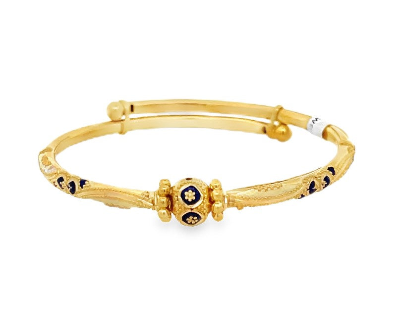 22K Yellow Gold Expandable Infant Bangle Bracelet