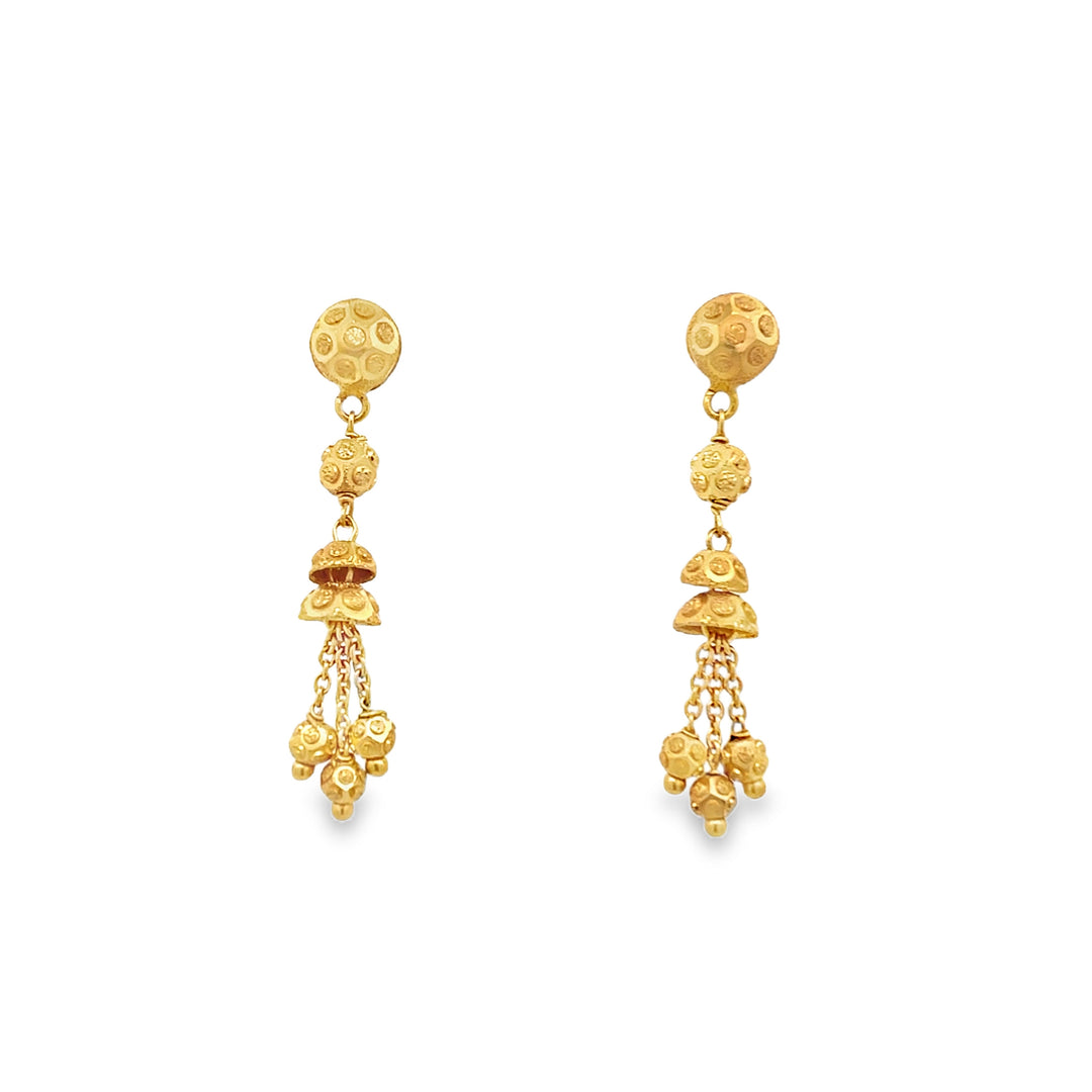 22K Yellow Gold Elegant Dangle Earrings with Secure Screwbacks