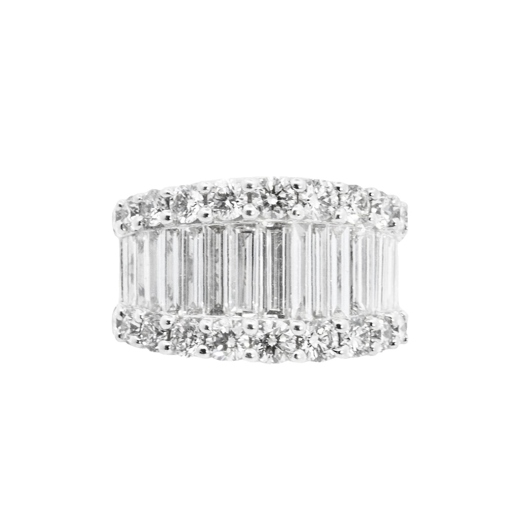 14K White Gold 4.45ct Baguette Round Diamond Ring
