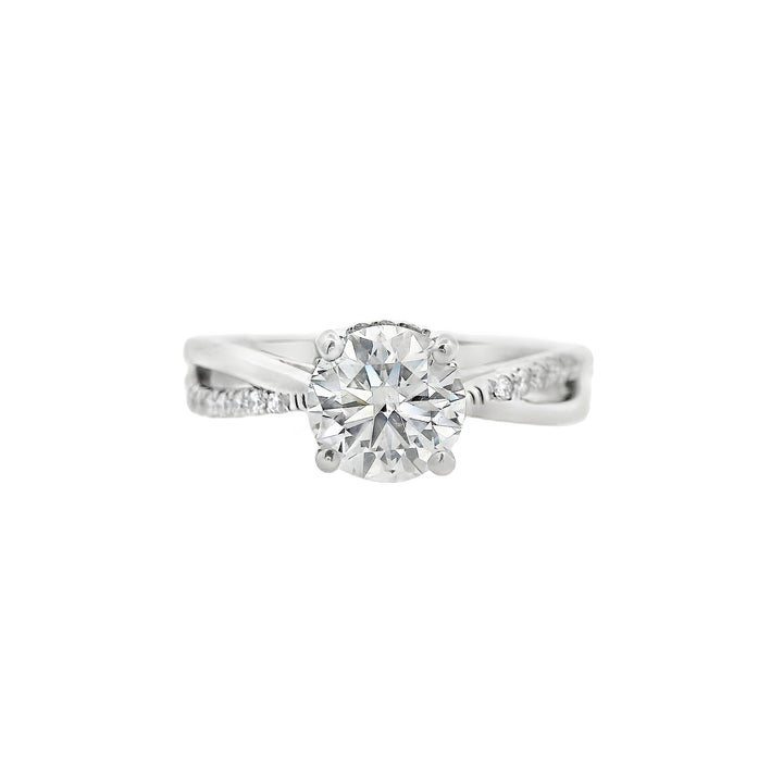 14K White Round Diamond 1.08Ct Solitaire Engagement Ring