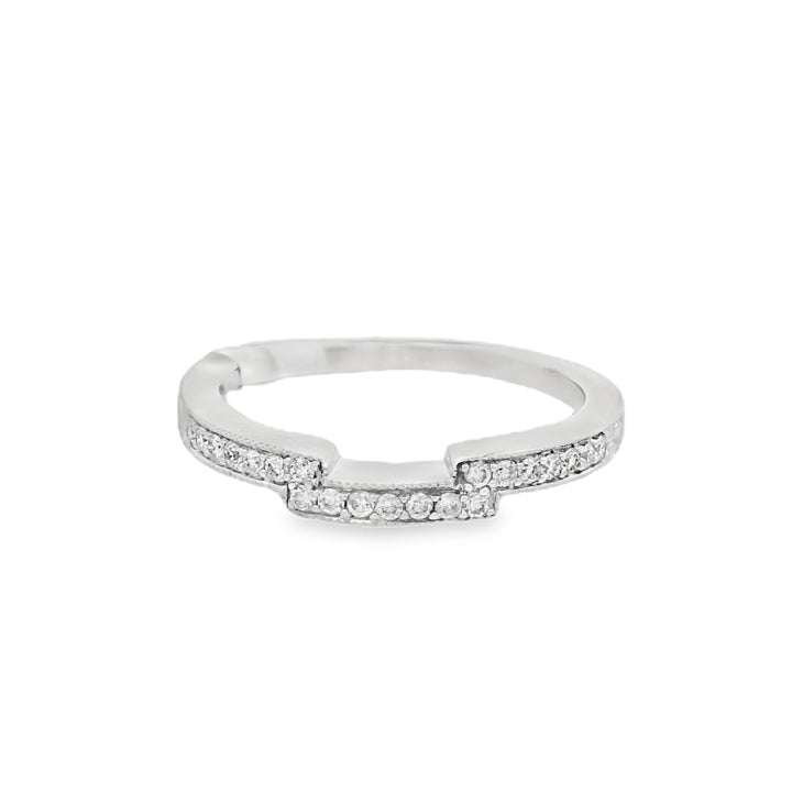 14K White Gold 0.10ct Diamond Curved Wedding Band