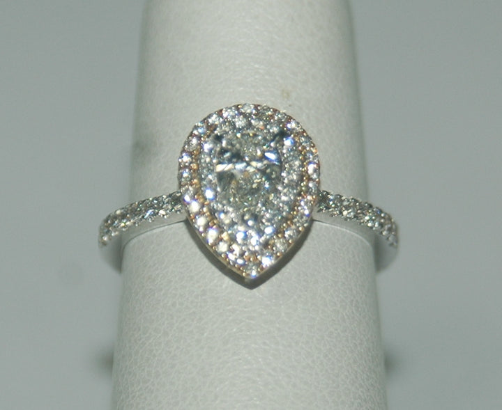 18K Two-Tone Pear Diamond 0.50ct Forevermark Halo Ring