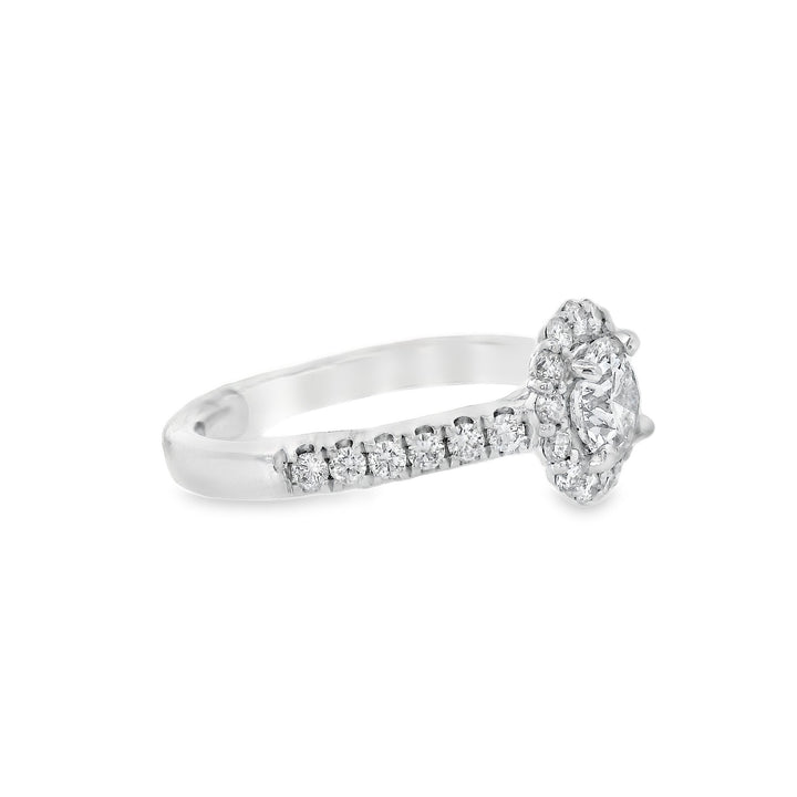 14K White Round Diamond 0.70Ct Halo Engagement Ring