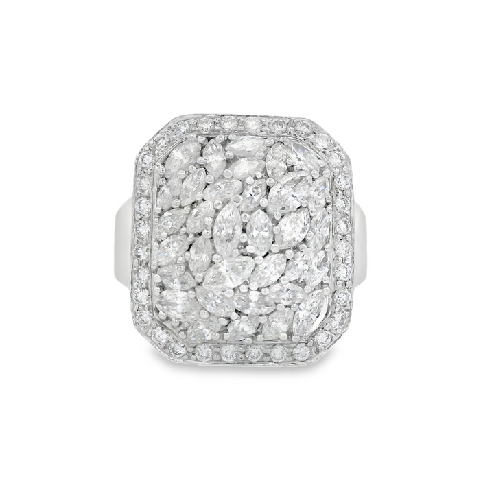 18K White Gold 2.45ctw Marquise Diamond Cluster Ring