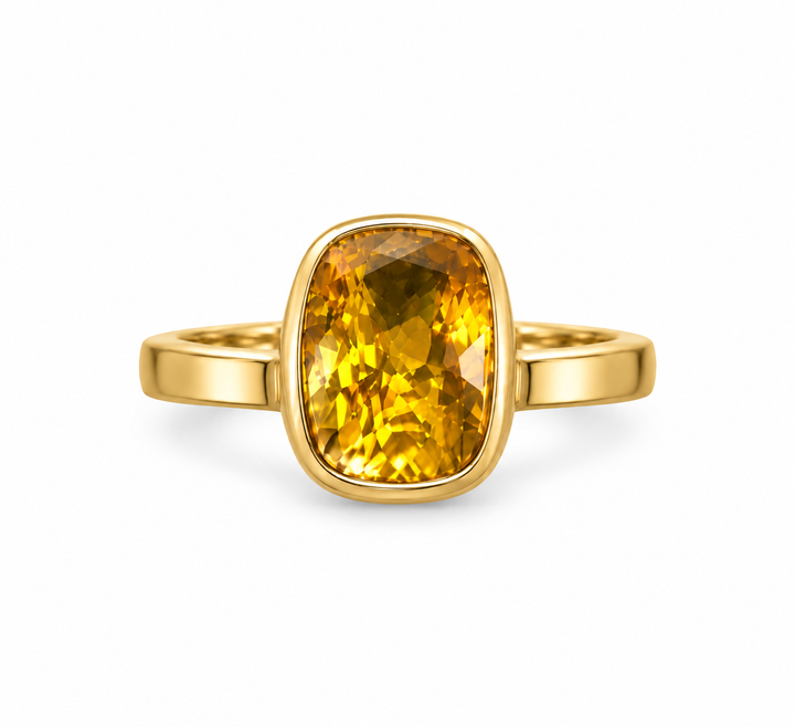 22K Yellow Gold Statement Ring with Luminous Yellow Stone