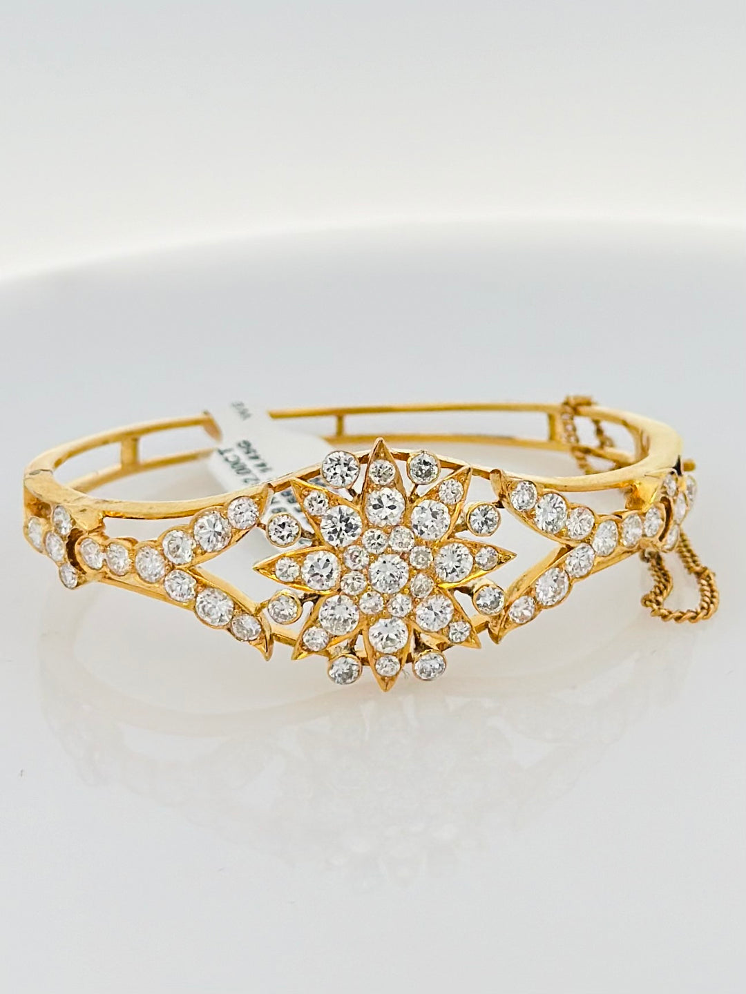 22K Yellow Gold Brilliant Diamond Bangle Bracelet