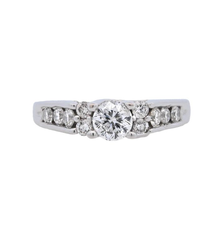 14K White Round Diamond 0.49Ct Solitaire Engagement Ring