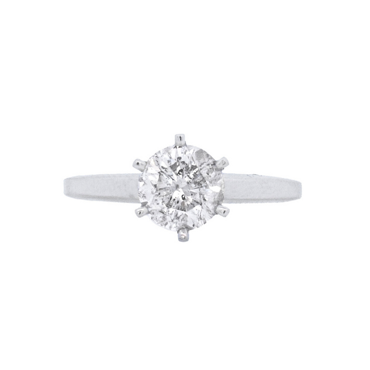 14K White Round Diamond 1.31Ct Solitaire Engagement Ring