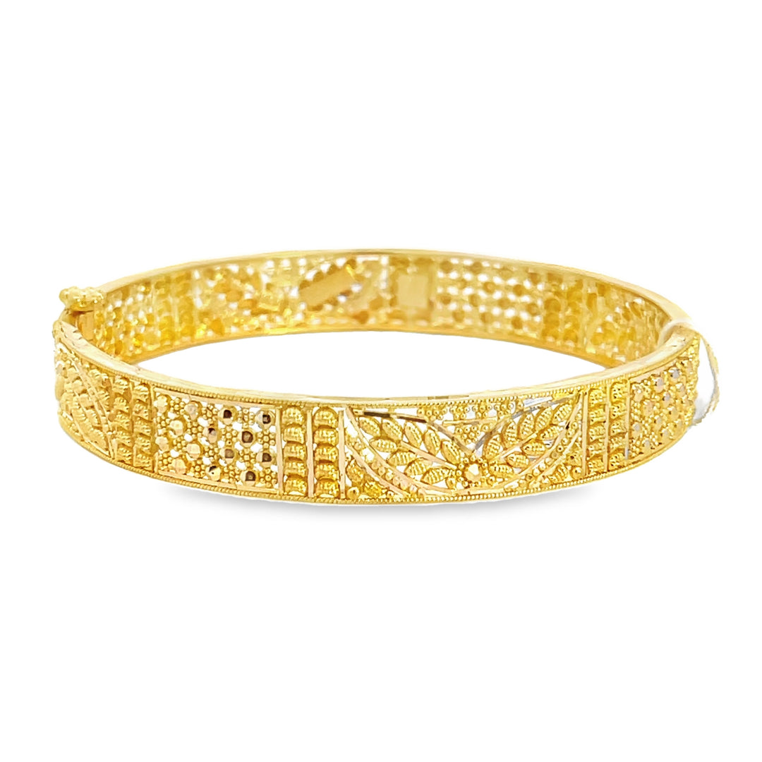22K Yellow Gold Decorative Handcrafted Bangle Bracelet