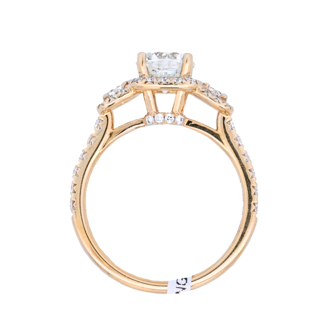 14K Yellow Round Diamond 1.26Ct 3 Stone Engagement Ring