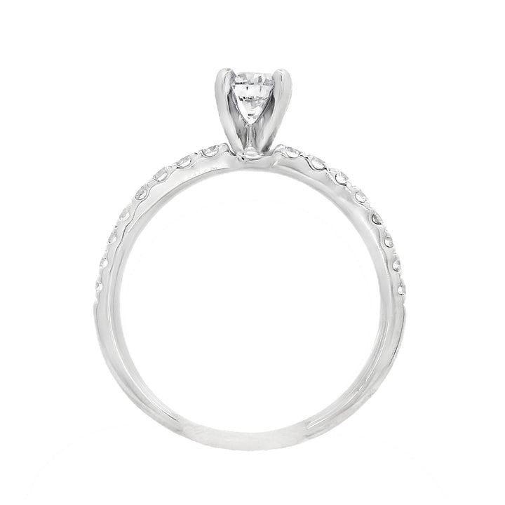 14K White Gold Round Diamond 0.63Ct Solitaire Engagement Ring