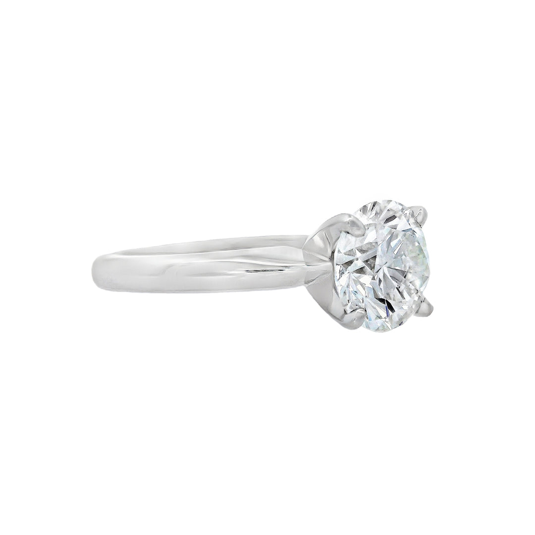 14K White Round Diamond 2.35Ct Solitaire Engagement Ring