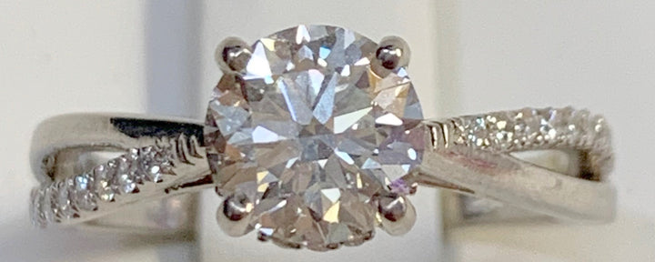 14K White Gold Round Diamond 1.08Ct Solitaire Engagement Ring